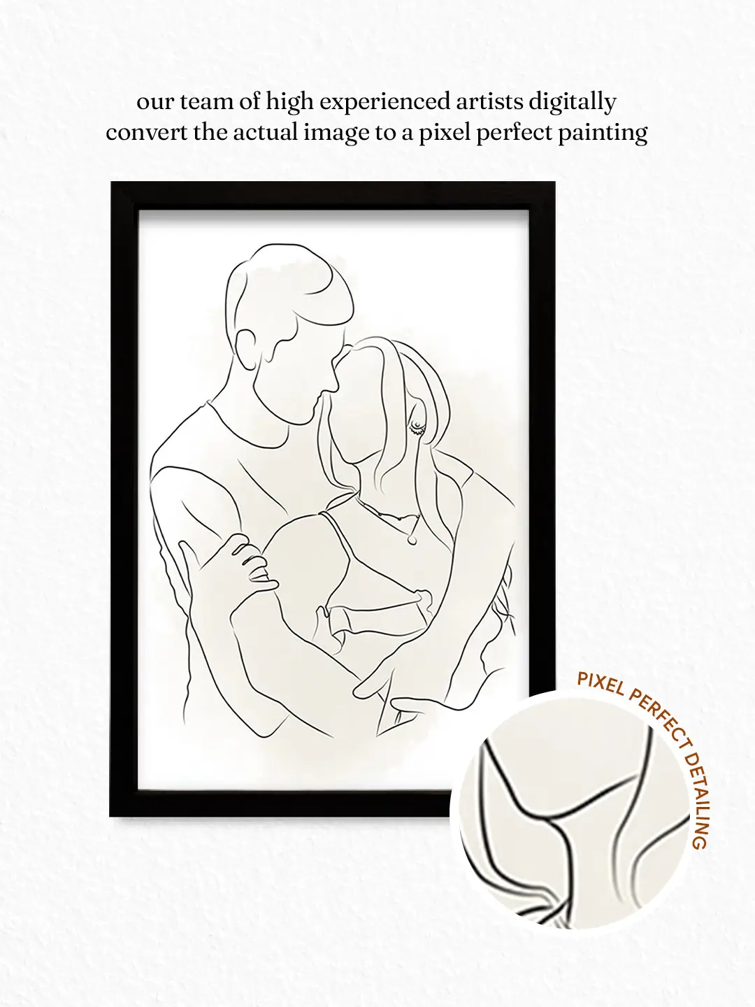 Watercolor Patch Framed Wall Art – Minimalist Couple Line Art Wall Decor | Ready to Ship