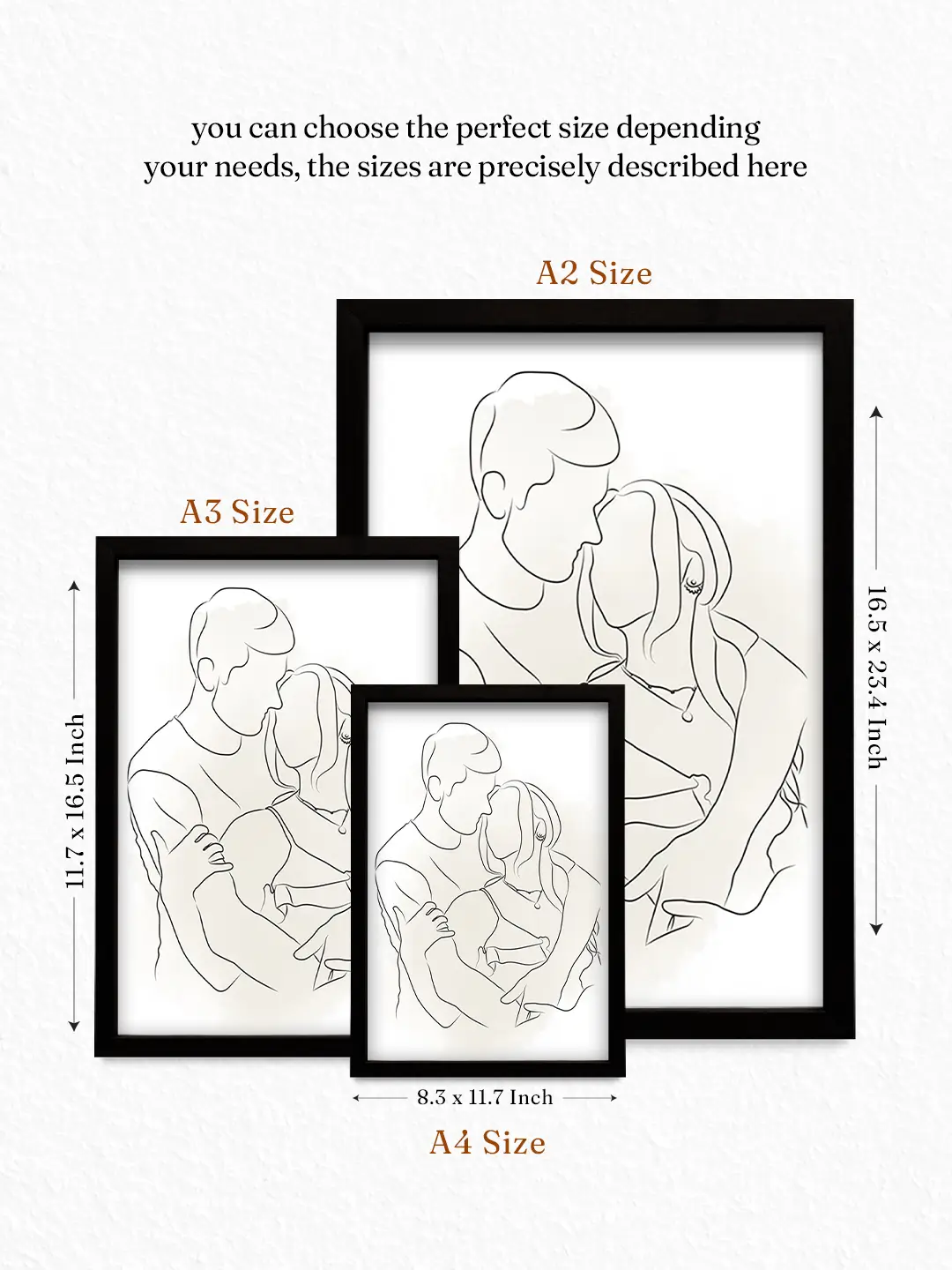 Watercolor Patch Framed Wall Art – Minimalist Couple Line Art Wall Decor | Ready to Ship