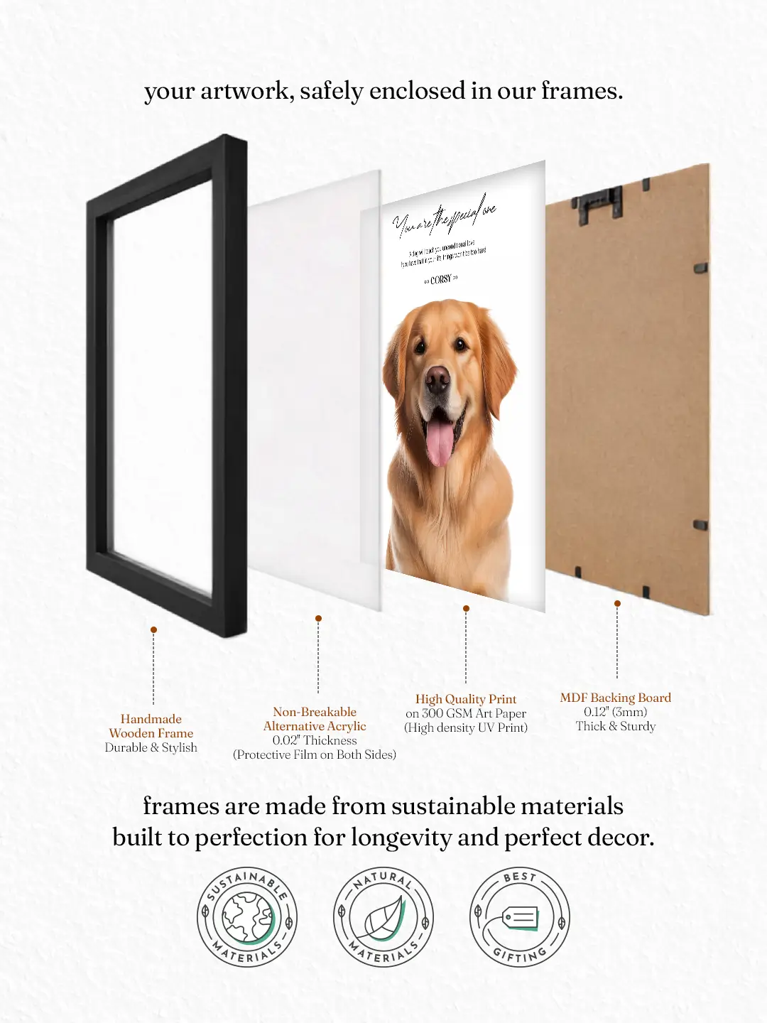 Smart Look Pet Frame – Premium Framed Pet Wall Art | Ready-to-Ship Dog & Cat Wall Decor