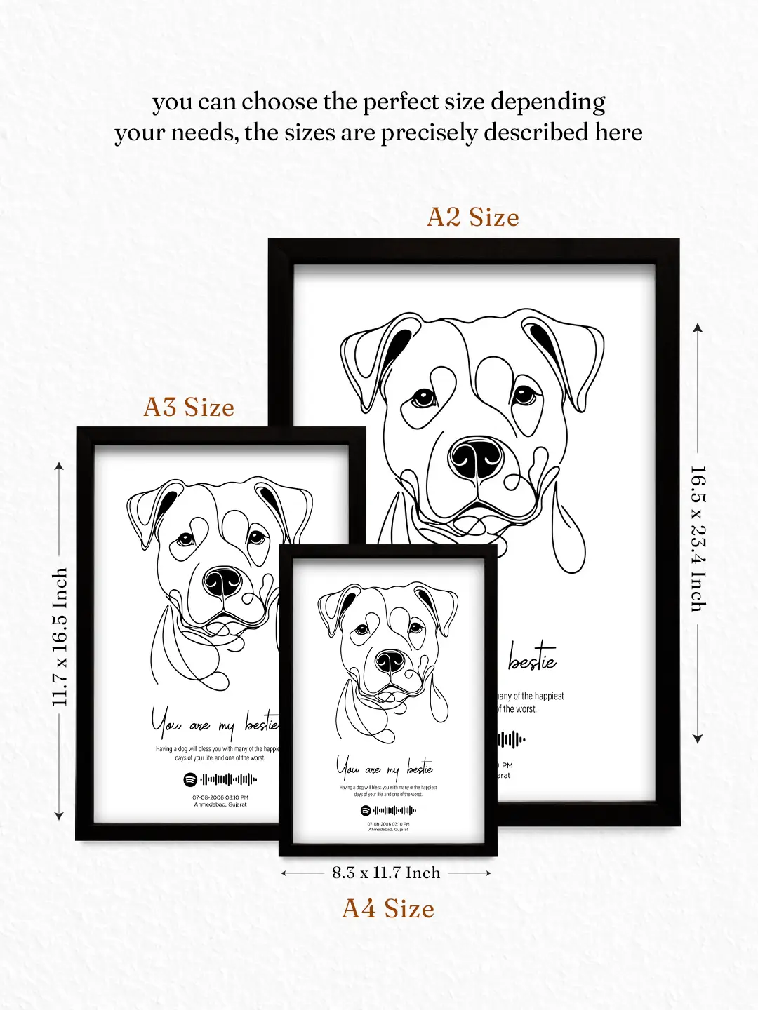 Single Line Art Pet Frame – Premium Framed Dog Line Art Wall Decor | Ready-to-Ship Pet Wall Art