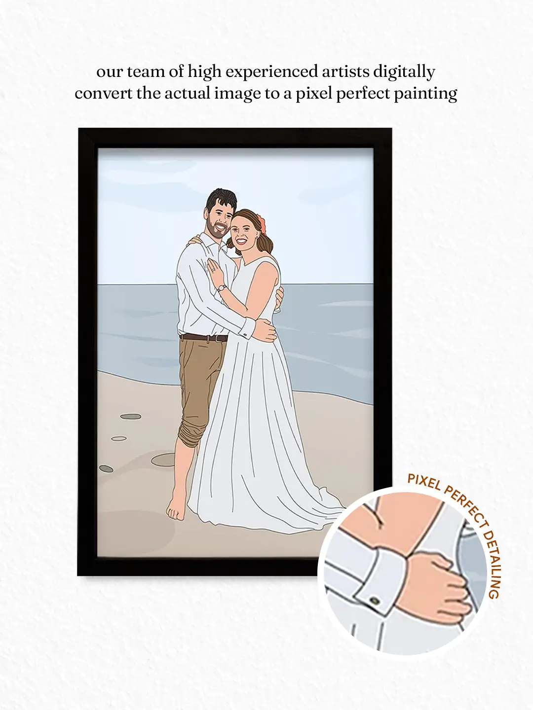Finetune Line Art Frame – Premium Personalized Couple Portrait Wall Art | Ready-to-Ship Framed Artwork