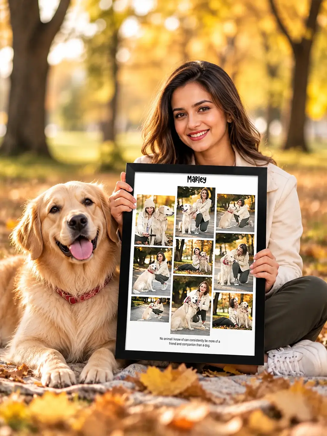 Framed Memories Pet Frame – Custom 9 Photo Personalized Pet Picture Frame