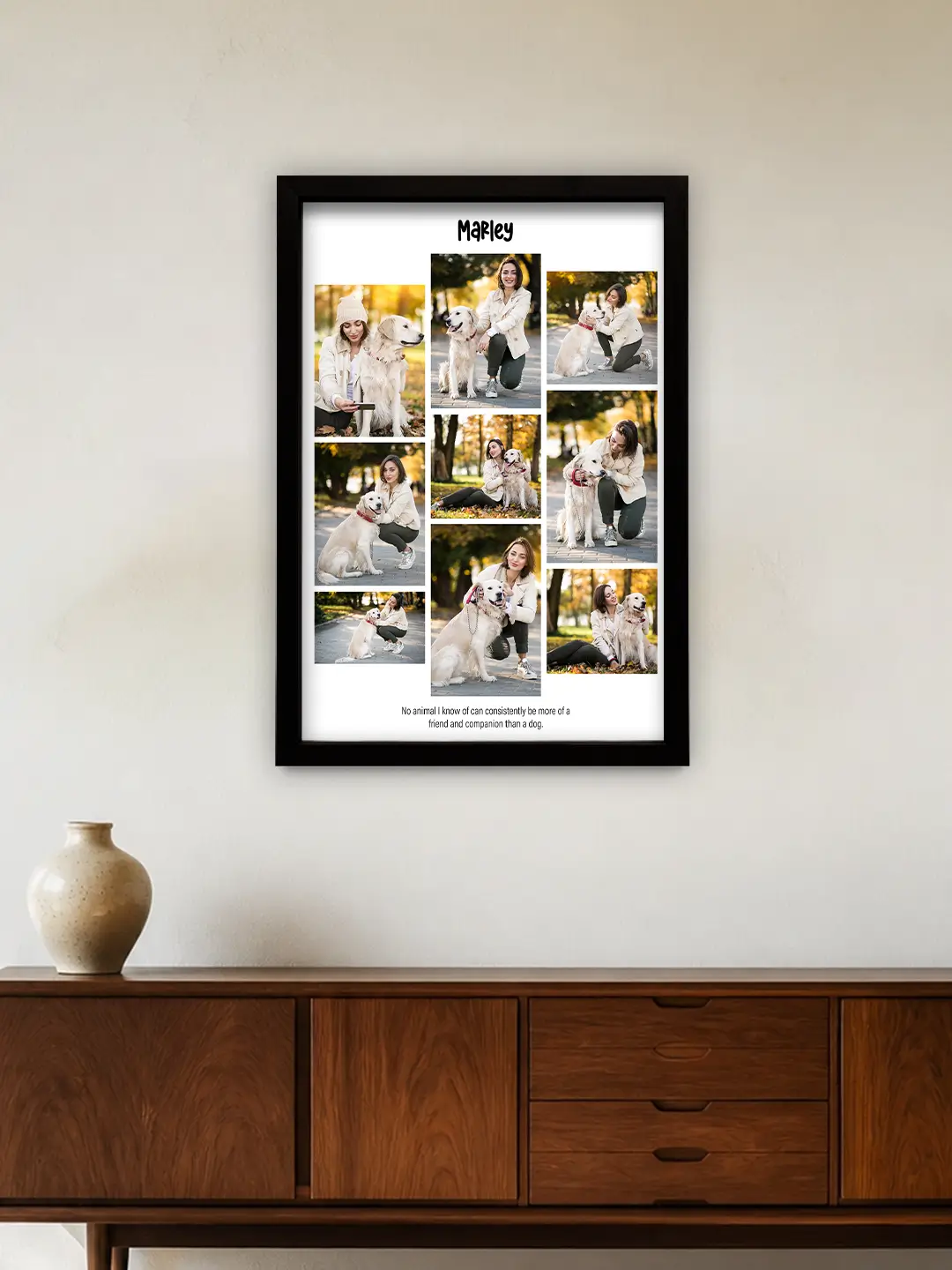 Framed Memories Pet Frame – Custom 9 Photo Personalized Pet Picture Frame