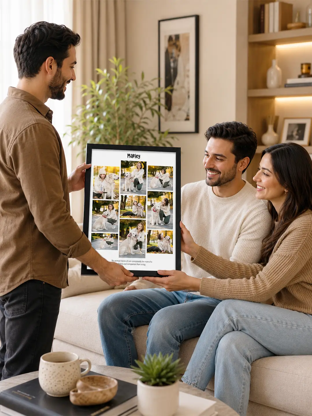 Framed Memories Pet Frame – Custom 9 Photo Personalized Pet Picture Frame