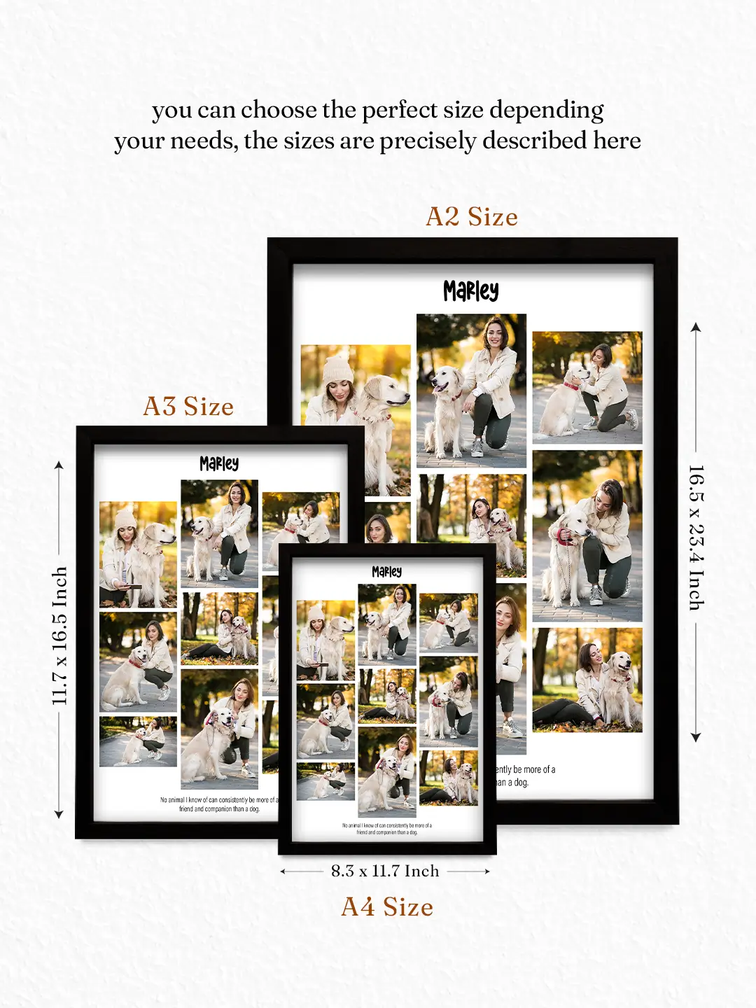 Framed Memories Pet Frame – Custom 9 Photo Personalized Pet Picture Frame