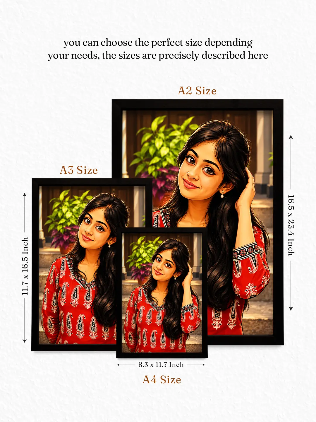 Caricature Portrait Frame – Custom Hand-Sketched Personalized Photo Frame