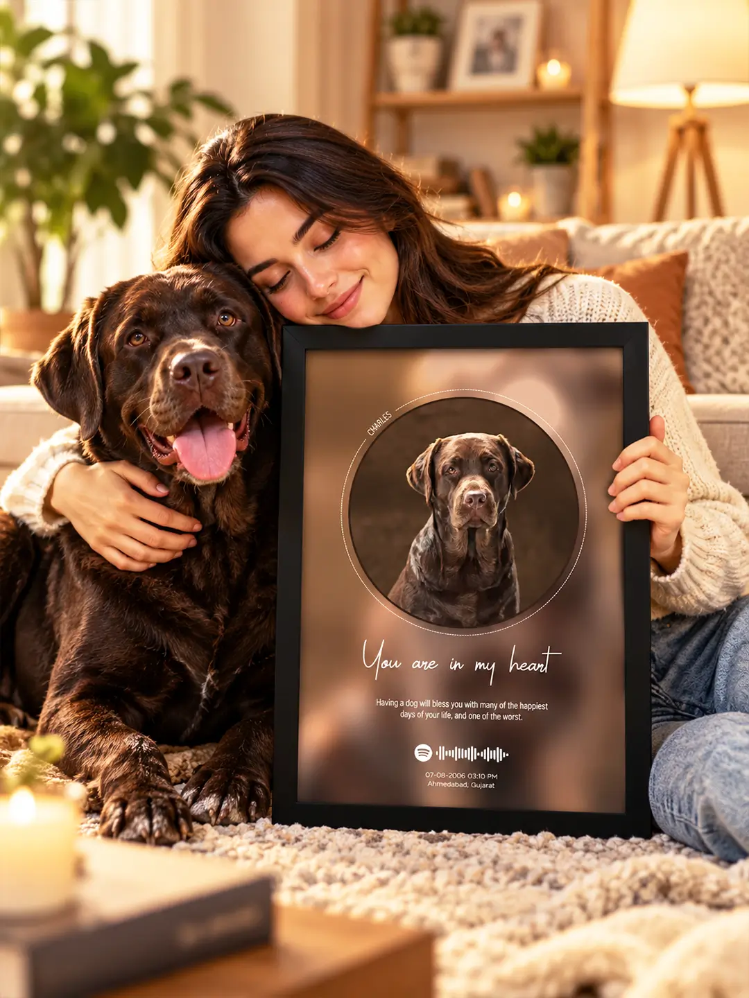 Popped Picture Pet Frame with personalized pet photo, name, message, song and birthdate