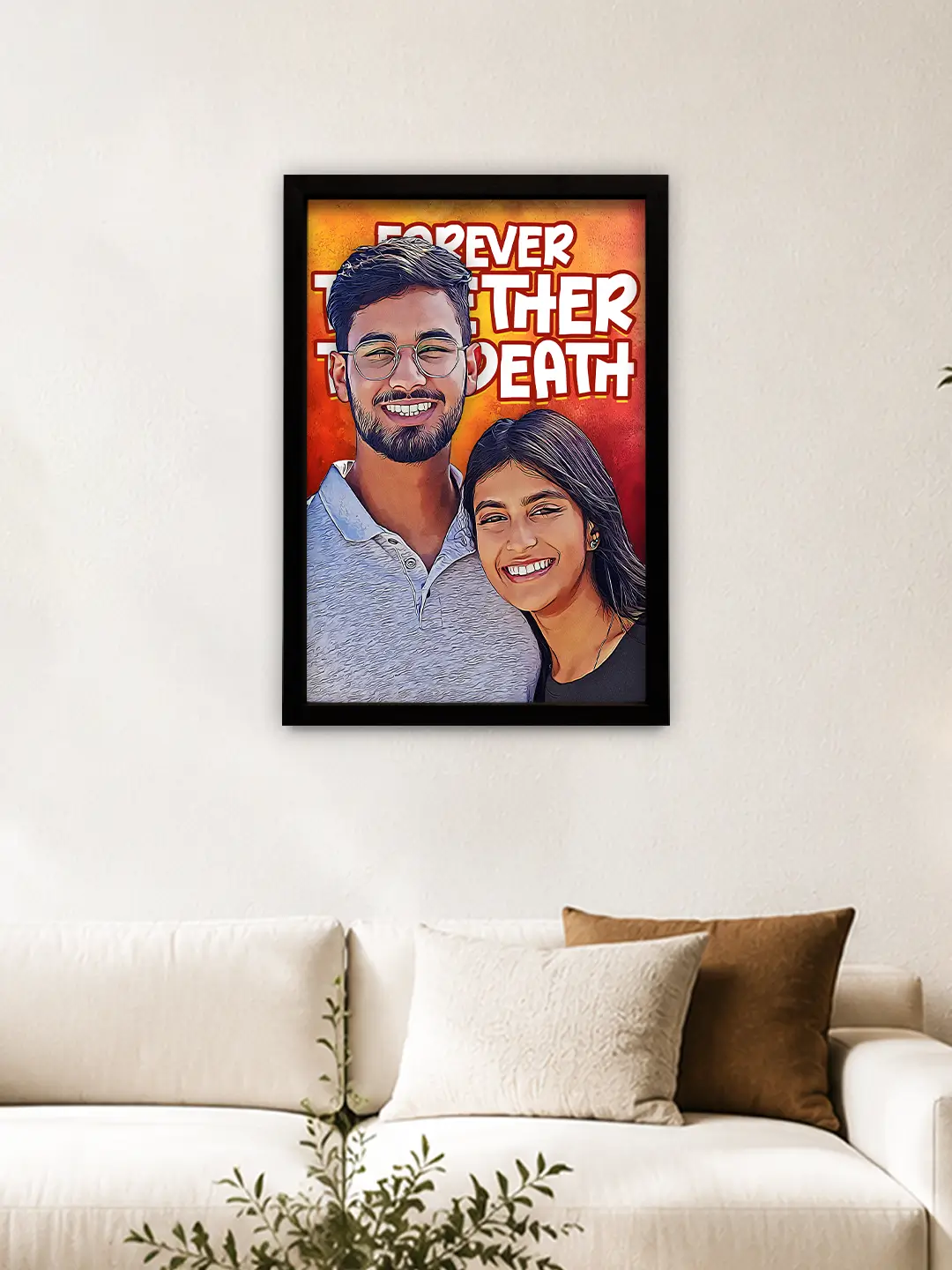 Cartoon Character Frame – Custom Hand-Sketched Cartoon Portrait With Personalized Message