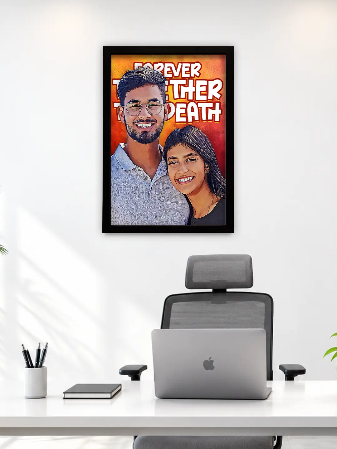 Cartoon Character Frame – Custom Hand-Sketched Cartoon Portrait With Personalized Message