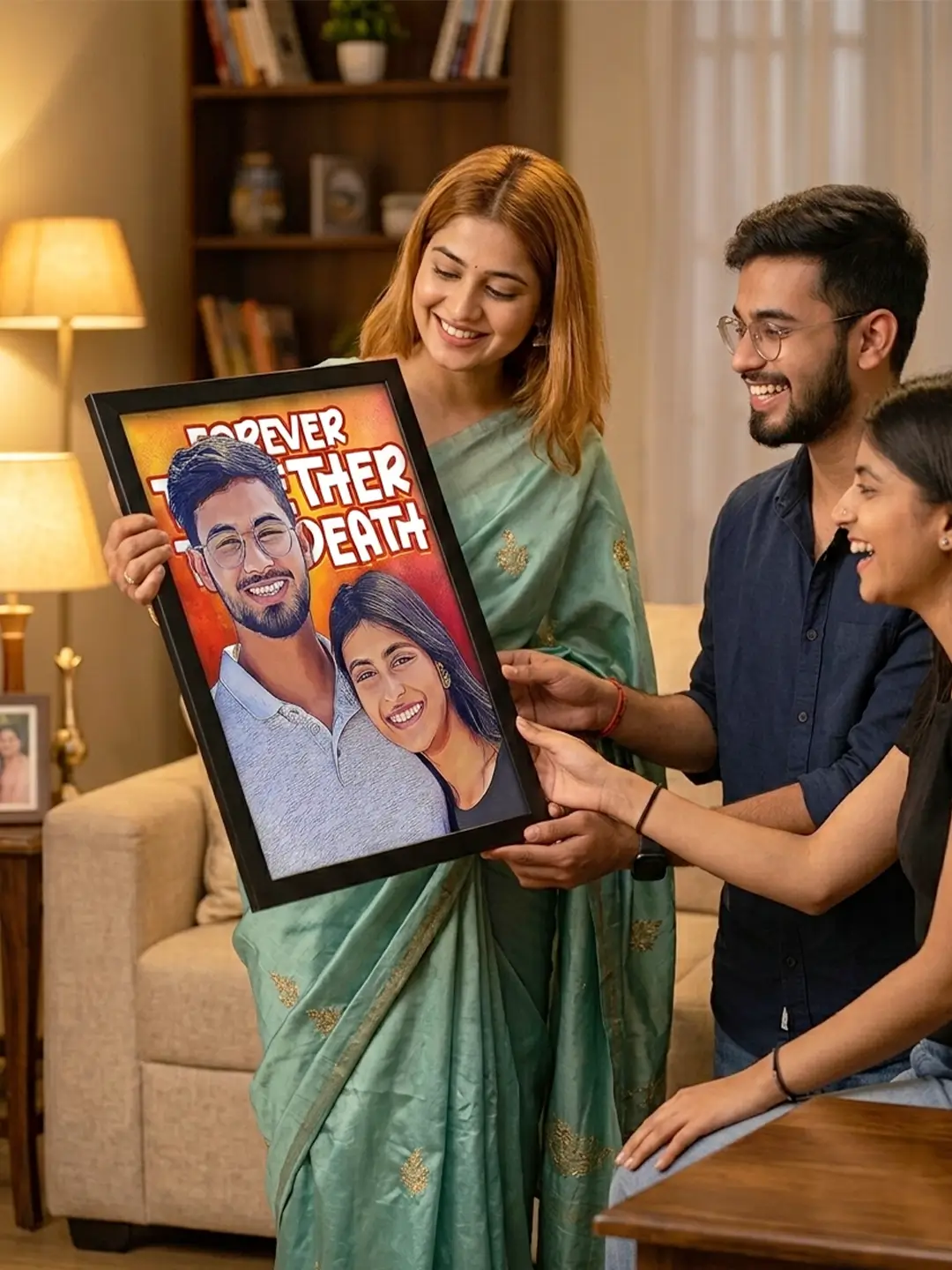 Cartoon Character Frame – Custom Hand-Sketched Cartoon Portrait With Personalized Message