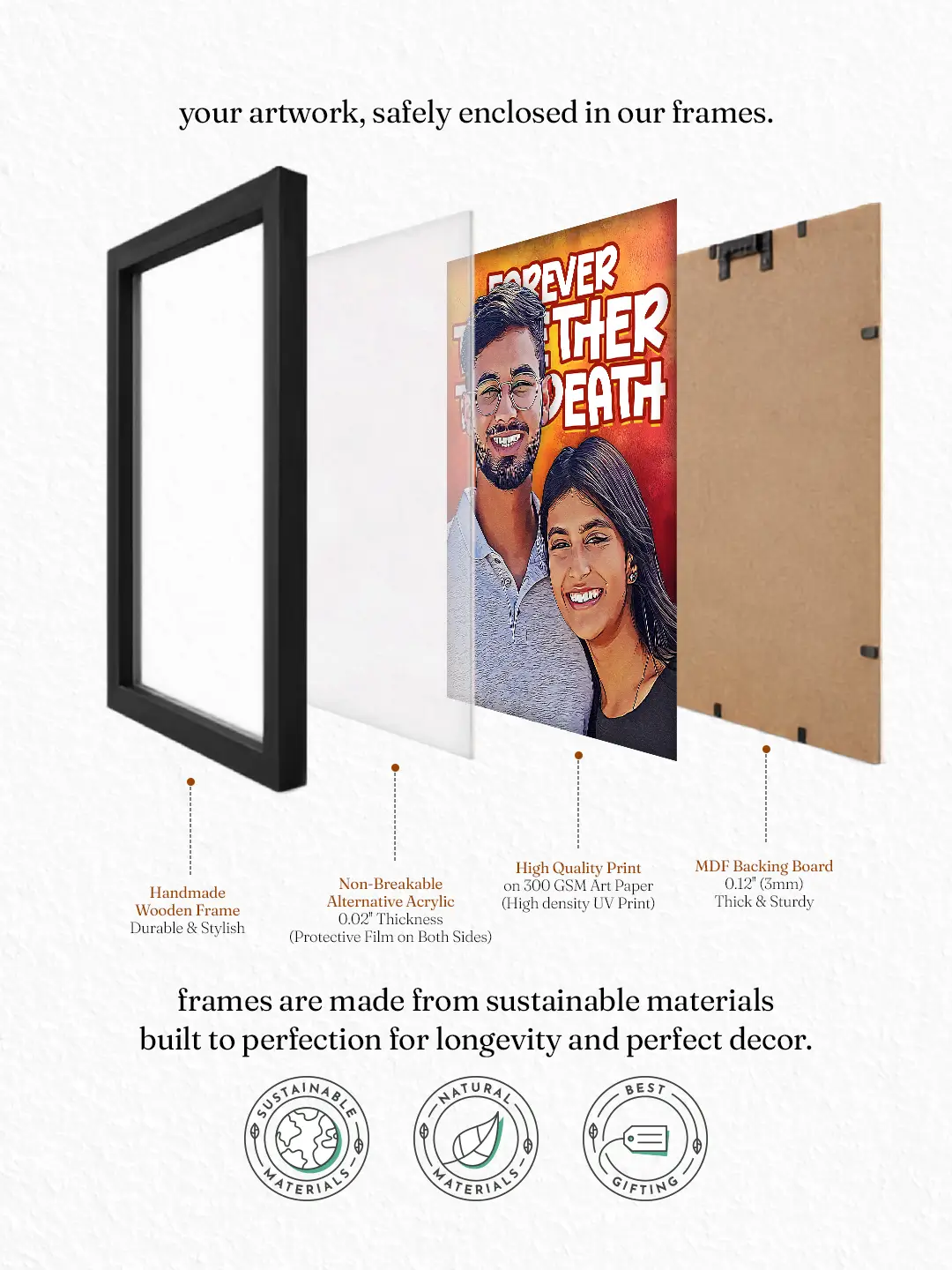 Cartoon Character Frame – Custom Hand-Sketched Cartoon Portrait With Personalized Message