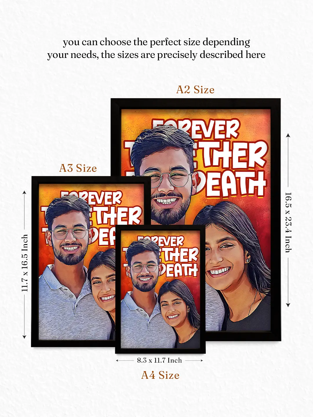 Cartoon Character Frame – Custom Hand-Sketched Cartoon Portrait With Personalized Message
