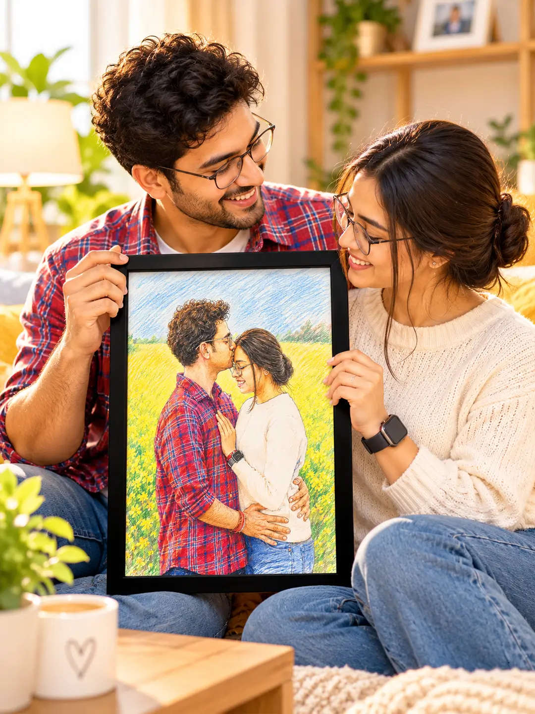Digital Pencil Sketch – Custom Photo to Pencil Sketch Portrait Frame