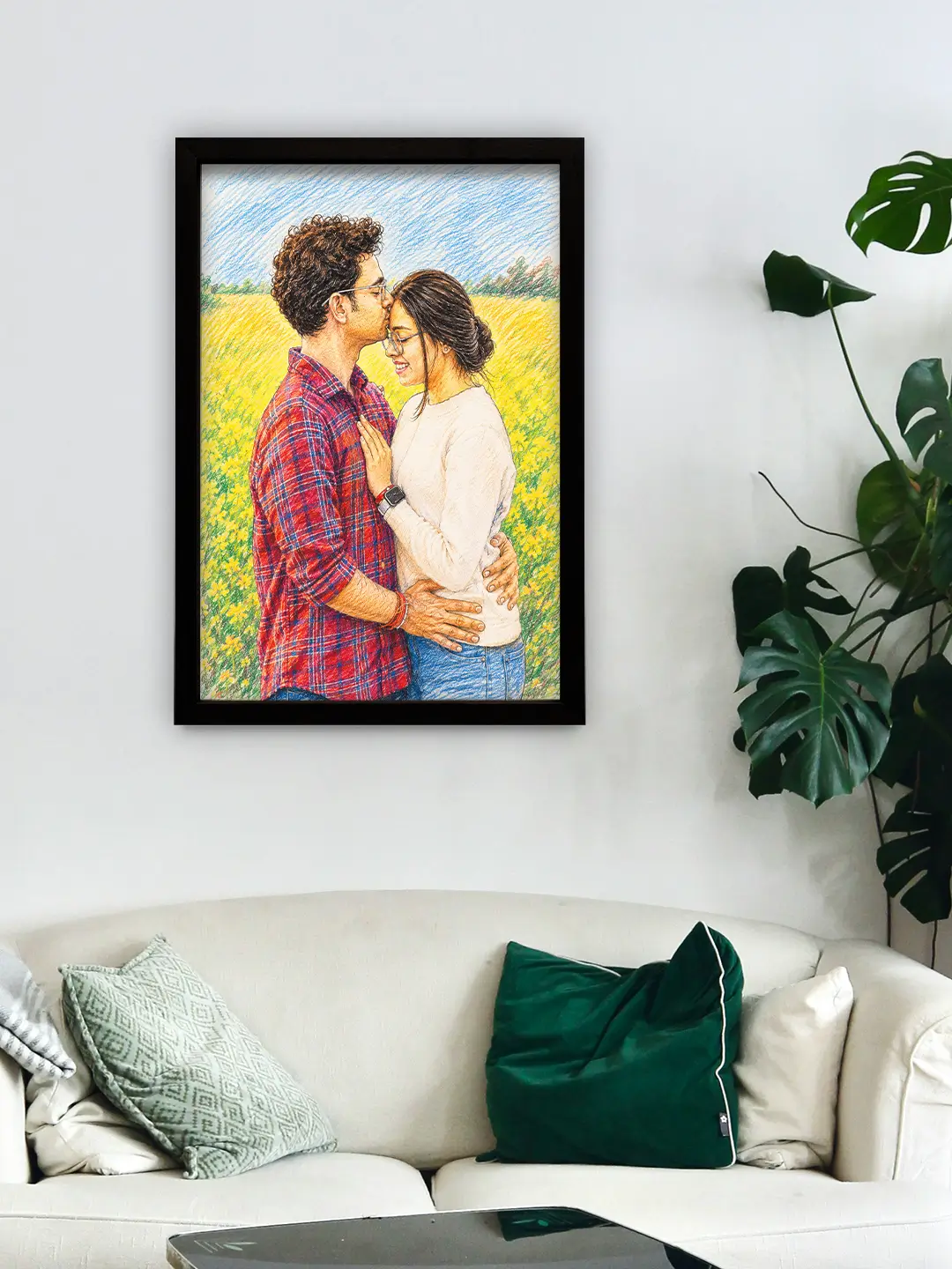 Digital Pencil Sketch – Custom Photo to Pencil Sketch Portrait Frame