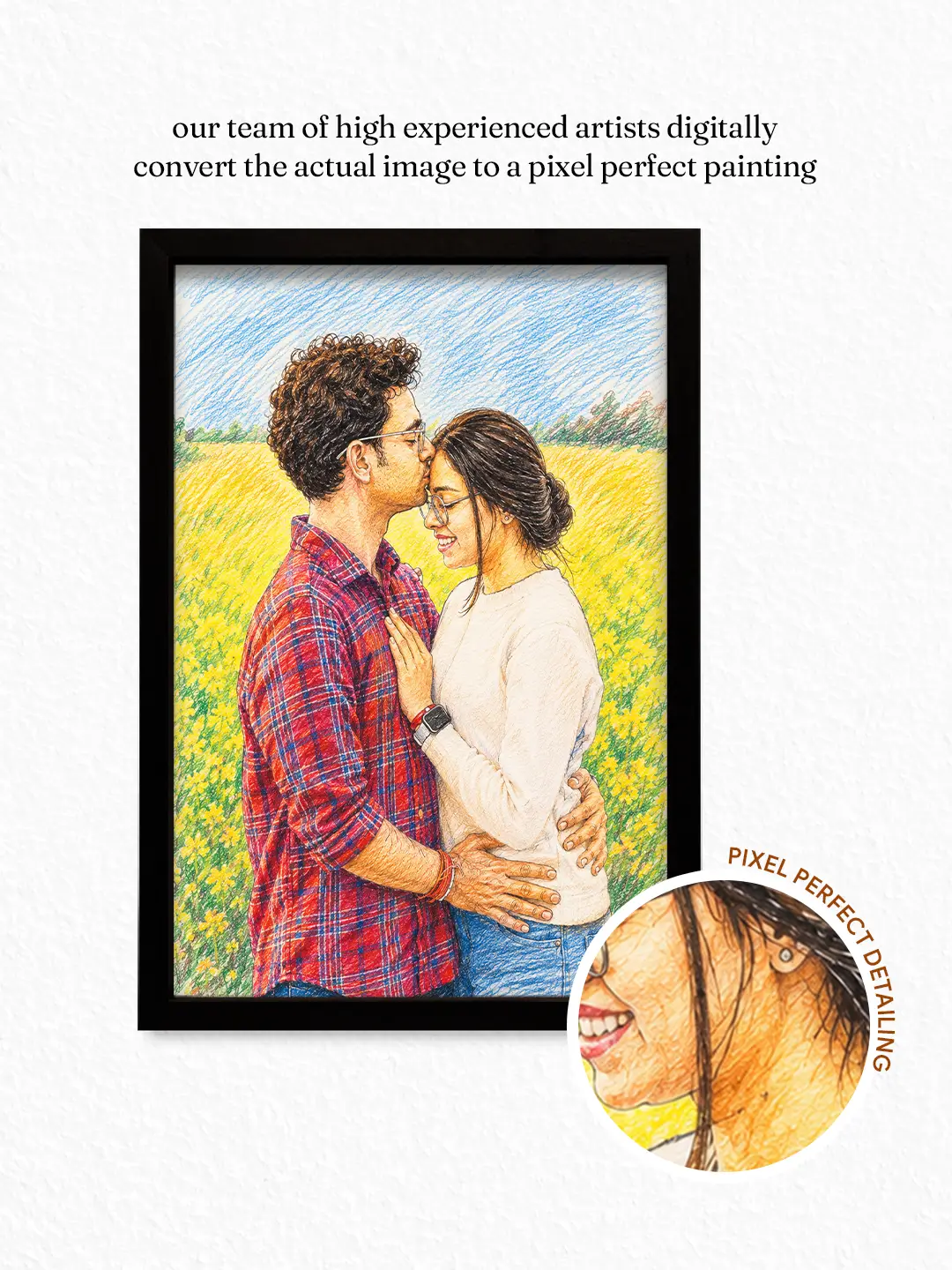 Digital Pencil Sketch – Custom Photo to Pencil Sketch Portrait Frame