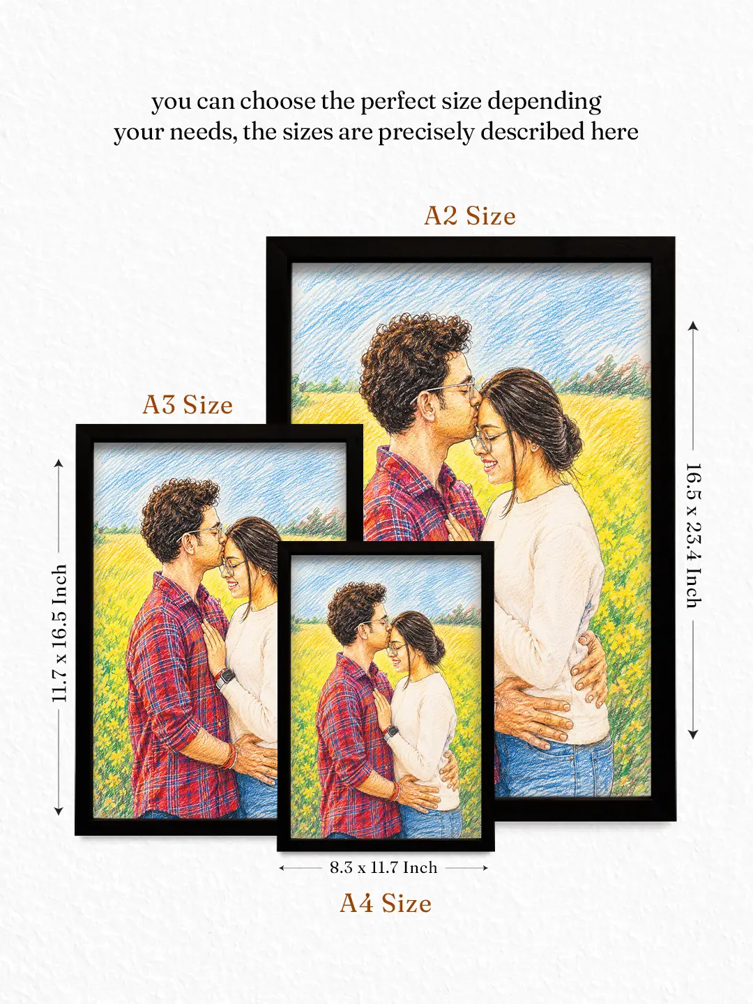 Digital Pencil Sketch – Custom Photo to Pencil Sketch Portrait Frame