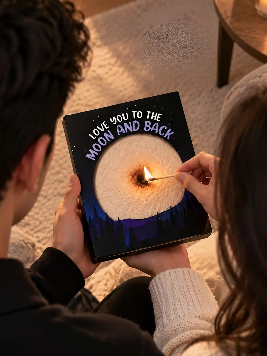 Back to the Moon Burnout Fire Card – Burn to Reveal Hidden Love Message | Romantic Surprise Gift