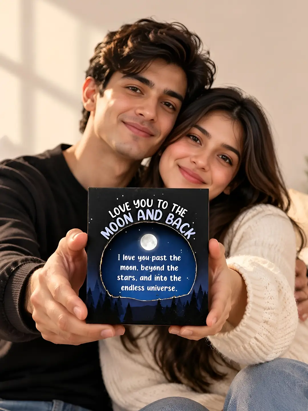 Back to the Moon Burnout Fire Card – Burn to Reveal Hidden Love Message | Romantic Surprise Gift
