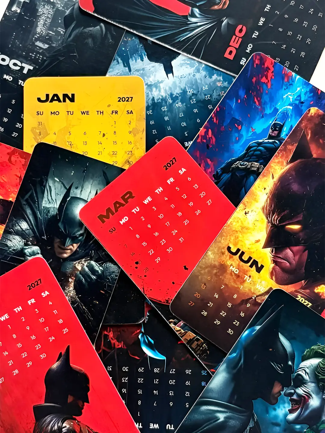 Batman Mini Desk Calendar 2027 – 12-Month Table Calendar with Wooden Stand