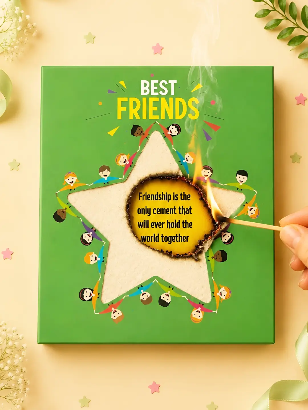 Best Friends Burnout Fire Card – Burn to Reveal Hidden Friendship Message | Unique Gift for Best Friend