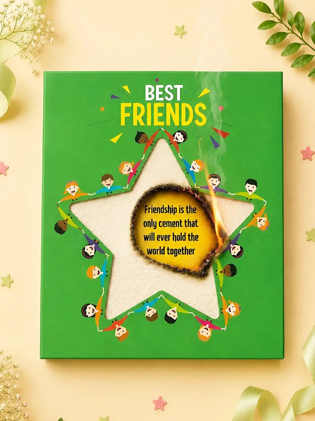 Best Friends Burnout Fire Card – Burn to Reveal Hidden Friendship Message | Unique Gift for Best Friend