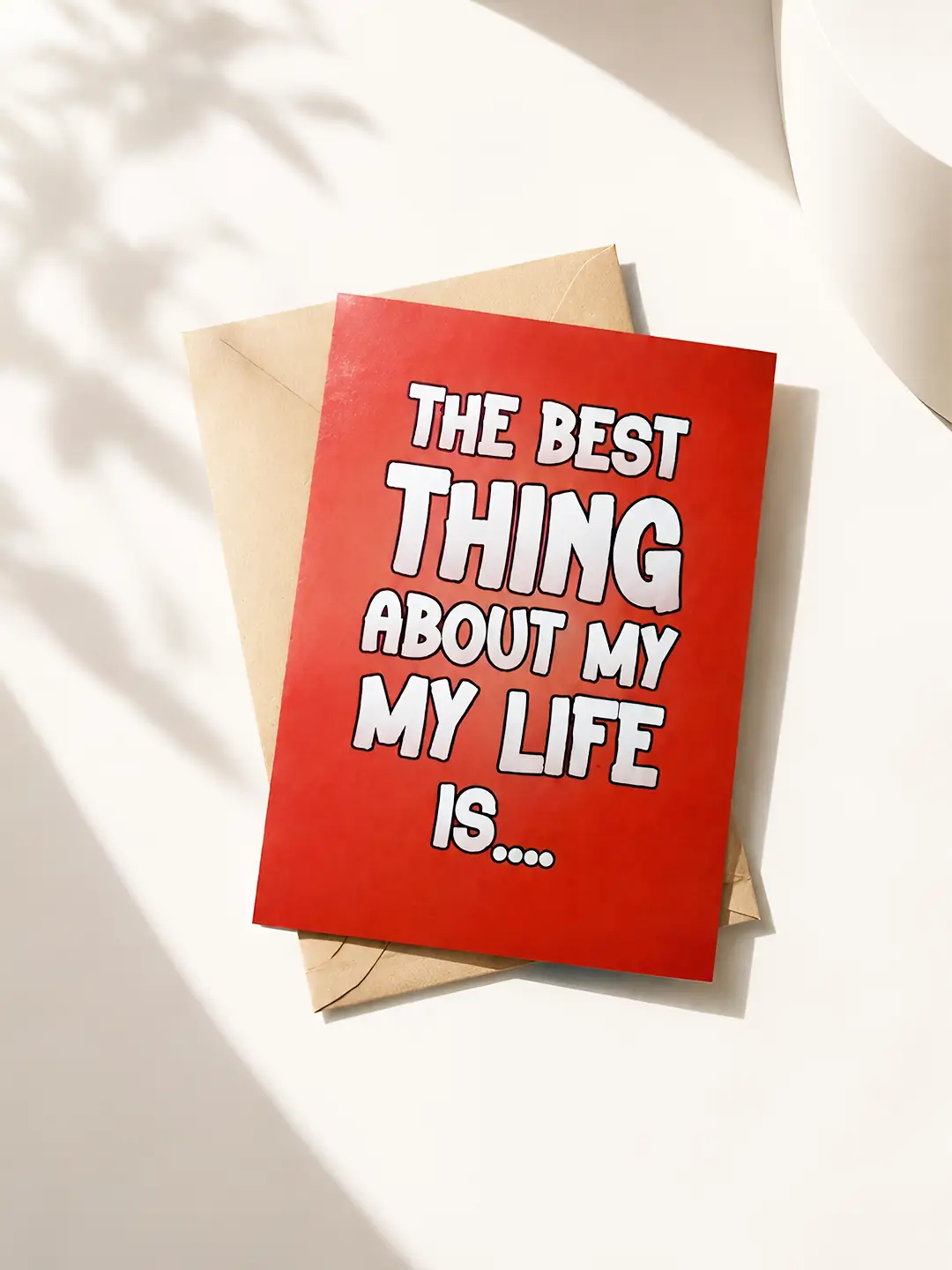Best Thing Is You Mirror Card open with red interior, heartfelt message and surprise mirror for the recipient