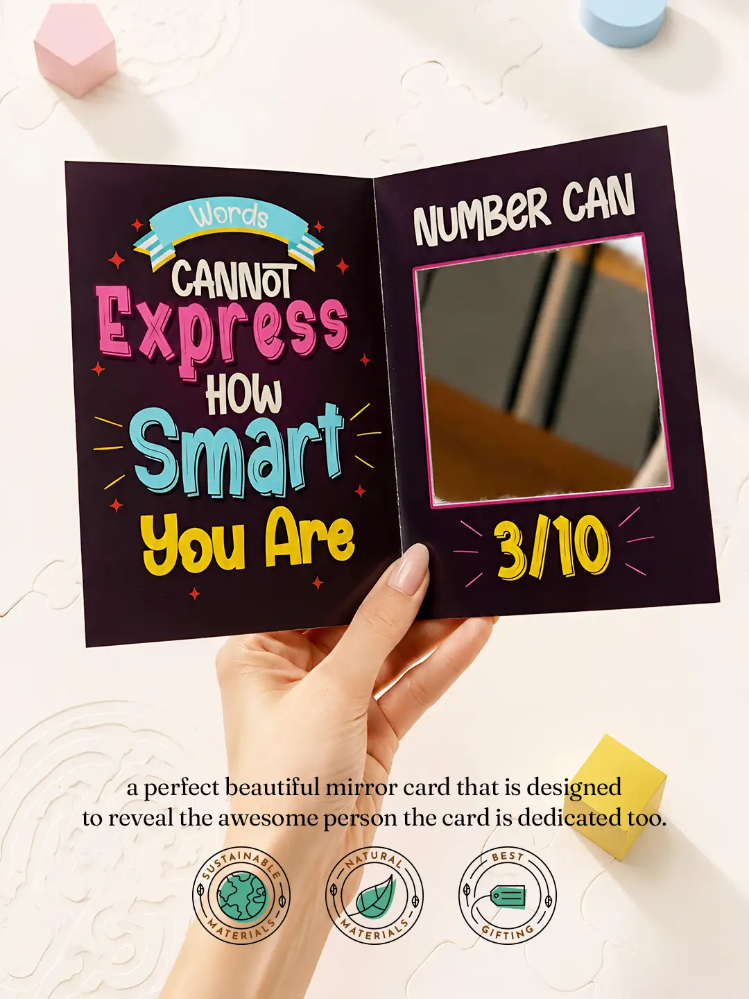 Mirror Card of Insult – Funny “How Smart You Are” Roast Greeting Card with Surprise Mirror