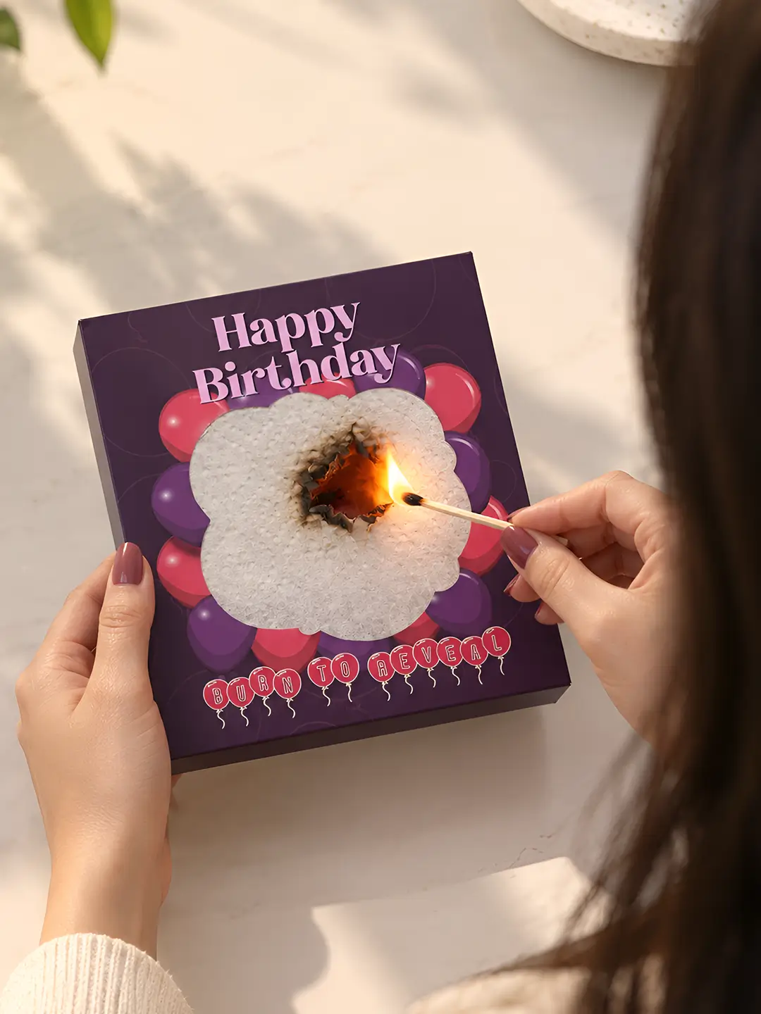 Birthday Balloon Burnout Fire Card – Burn to Reveal Hidden Birthday Message | Unique Surprise Birthday Gift