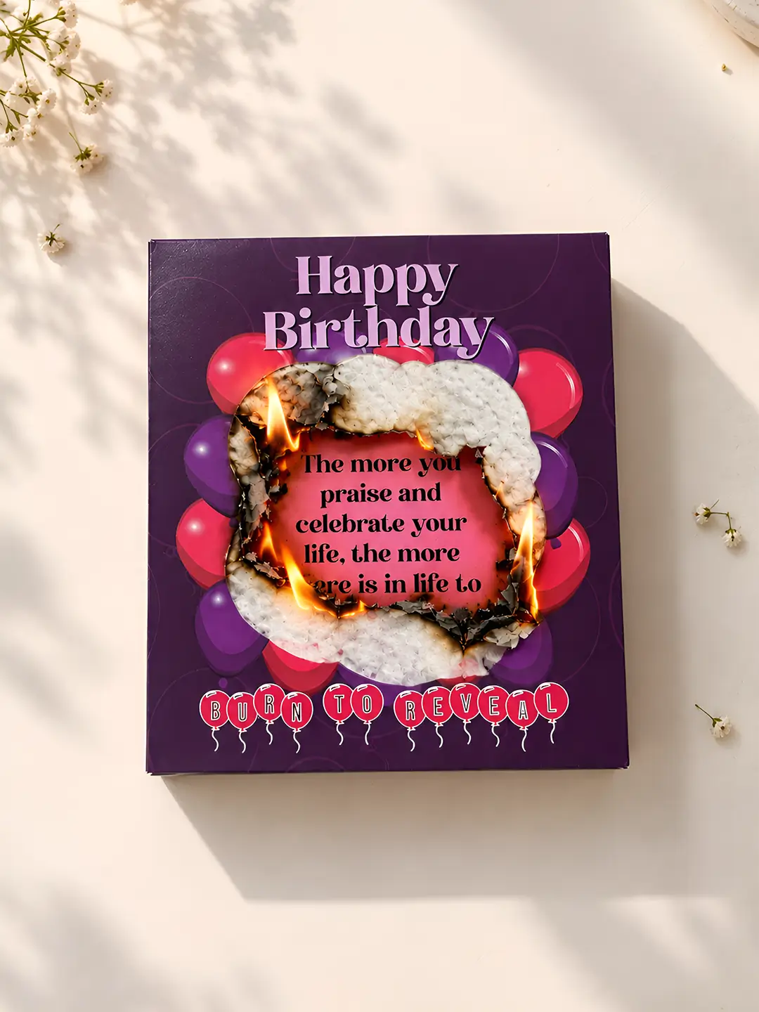 Birthday Balloon Burnout Fire Card – Burn to Reveal Hidden Birthday Message | Unique Surprise Birthday Gift