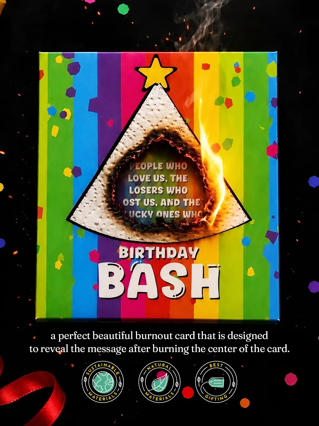 Birthday Bash Burnout Fire Card – Magical Reveal Birthday Message Card