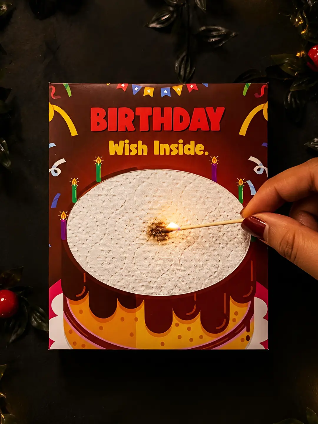Birthday Cake Burnout Fire Card – Surprise Birthday Message Reveal Card