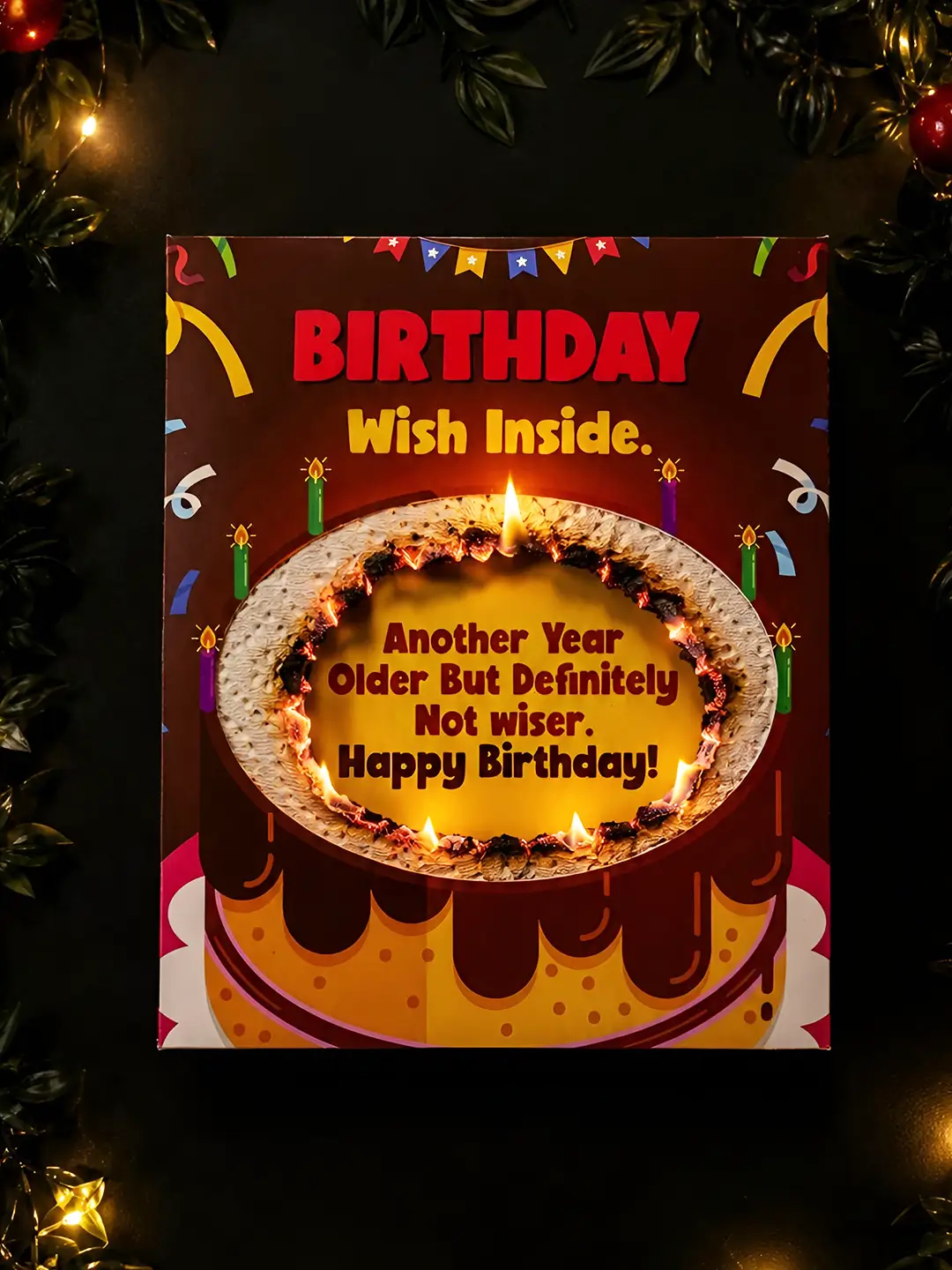 Birthday Cake Burnout Fire Card – Surprise Birthday Message Reveal Card