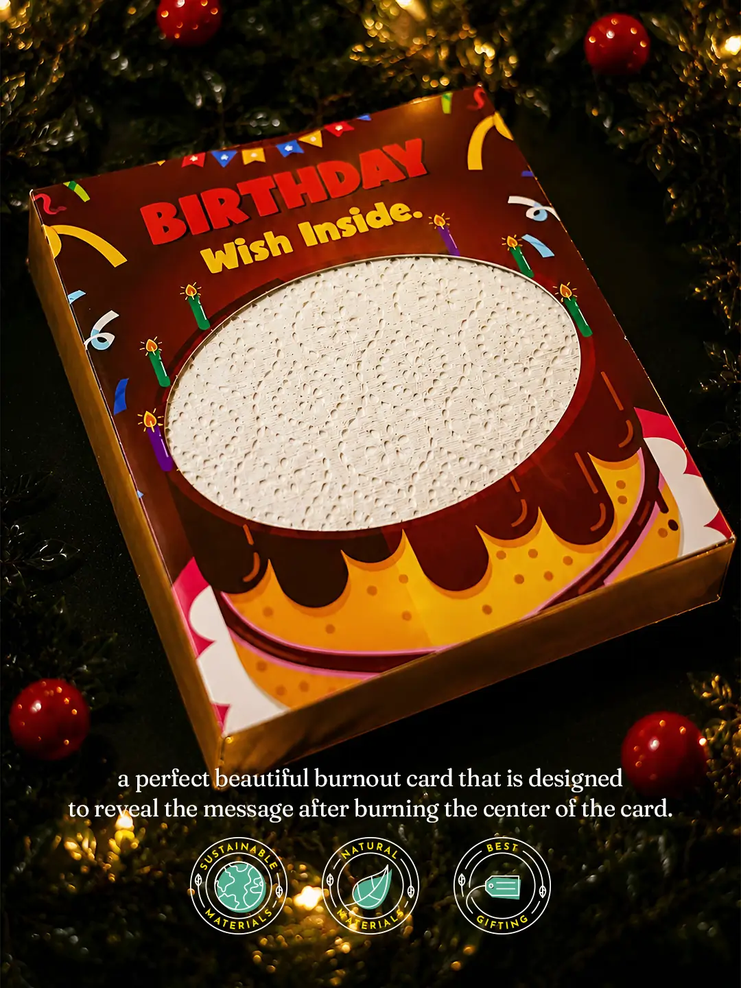 Birthday Cake Burnout Fire Card – Surprise Birthday Message Reveal Card