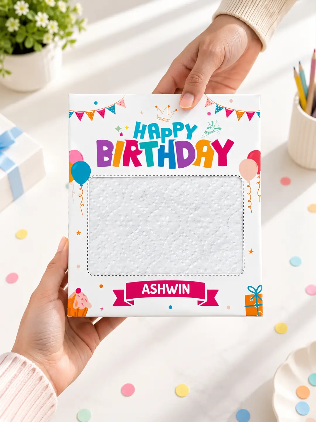Birthday Celebration Burnout Fire Card with hidden message reveal tissue and personalized name