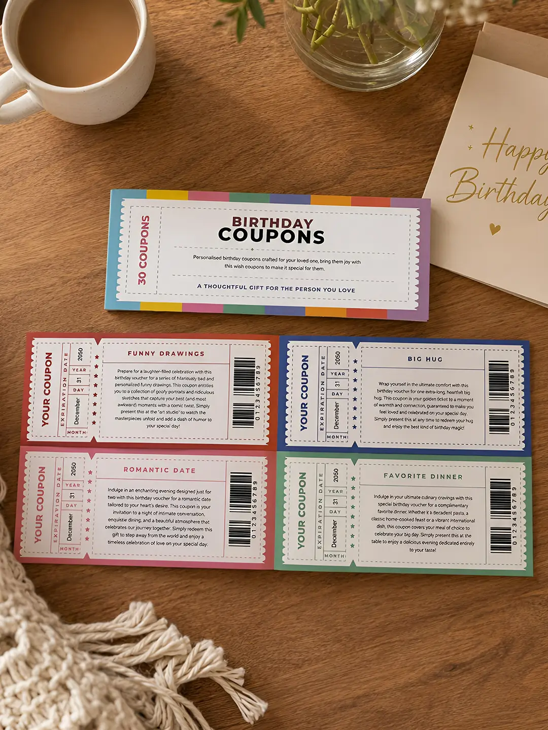 Birthday Coupons – 30 Personalized Birthday Vouchers for Your Loved One