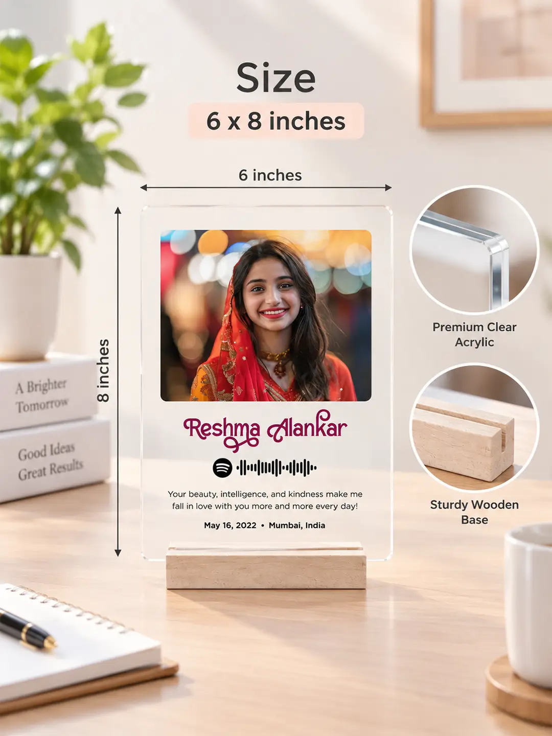 Captured Memory Acrylic Desk Stand – Personalized Photo & Spotify Song Keepsake
