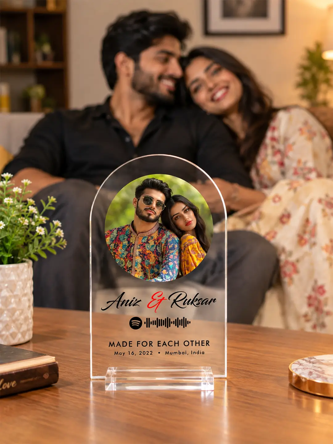 Circle of Life Personalized Acrylic Photo Desk Stand with Spotify Song, Custom Message & Date