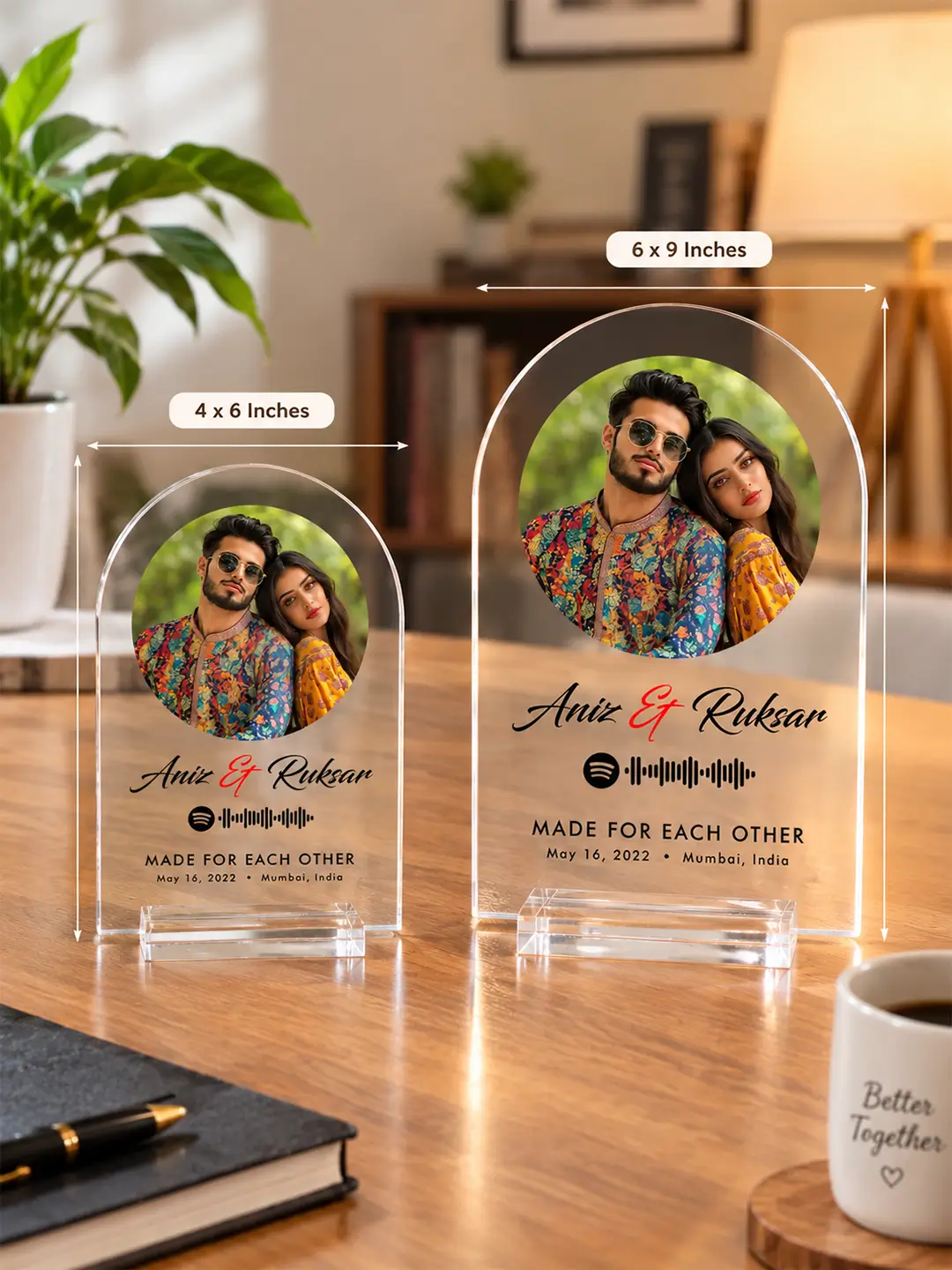 Circle of Life Personalized Acrylic Photo Desk Stand with Spotify Song, Custom Message & Date