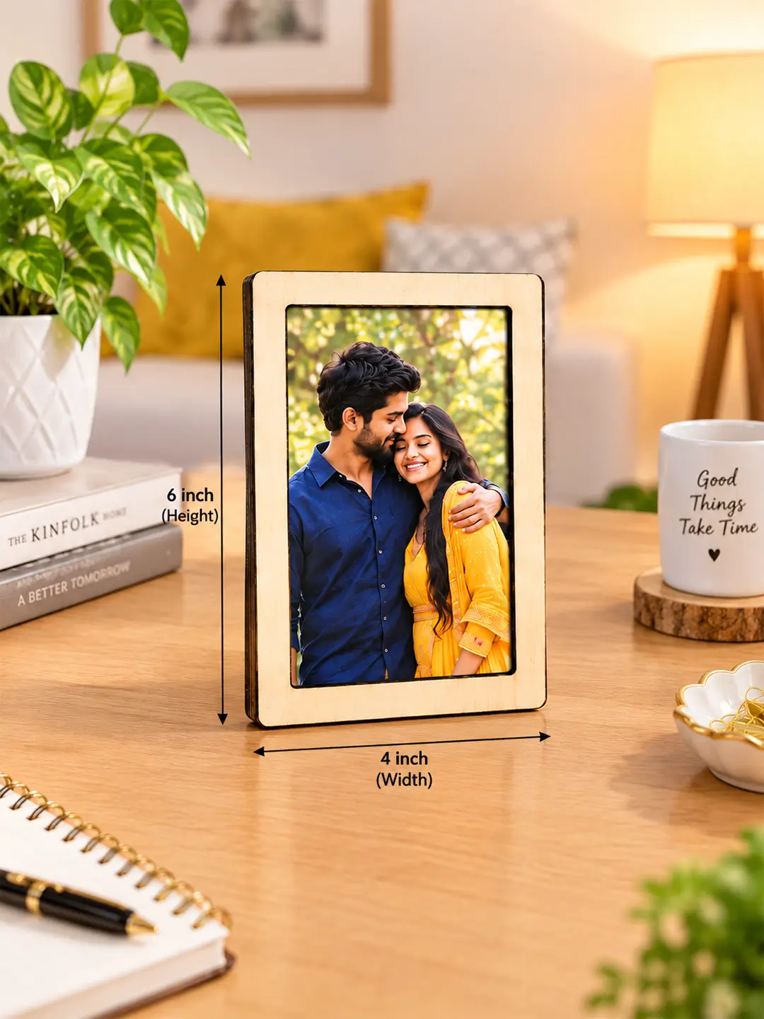 Connection Desk Photo Frame – Wooden Set of 2 Photo Frames with Stand