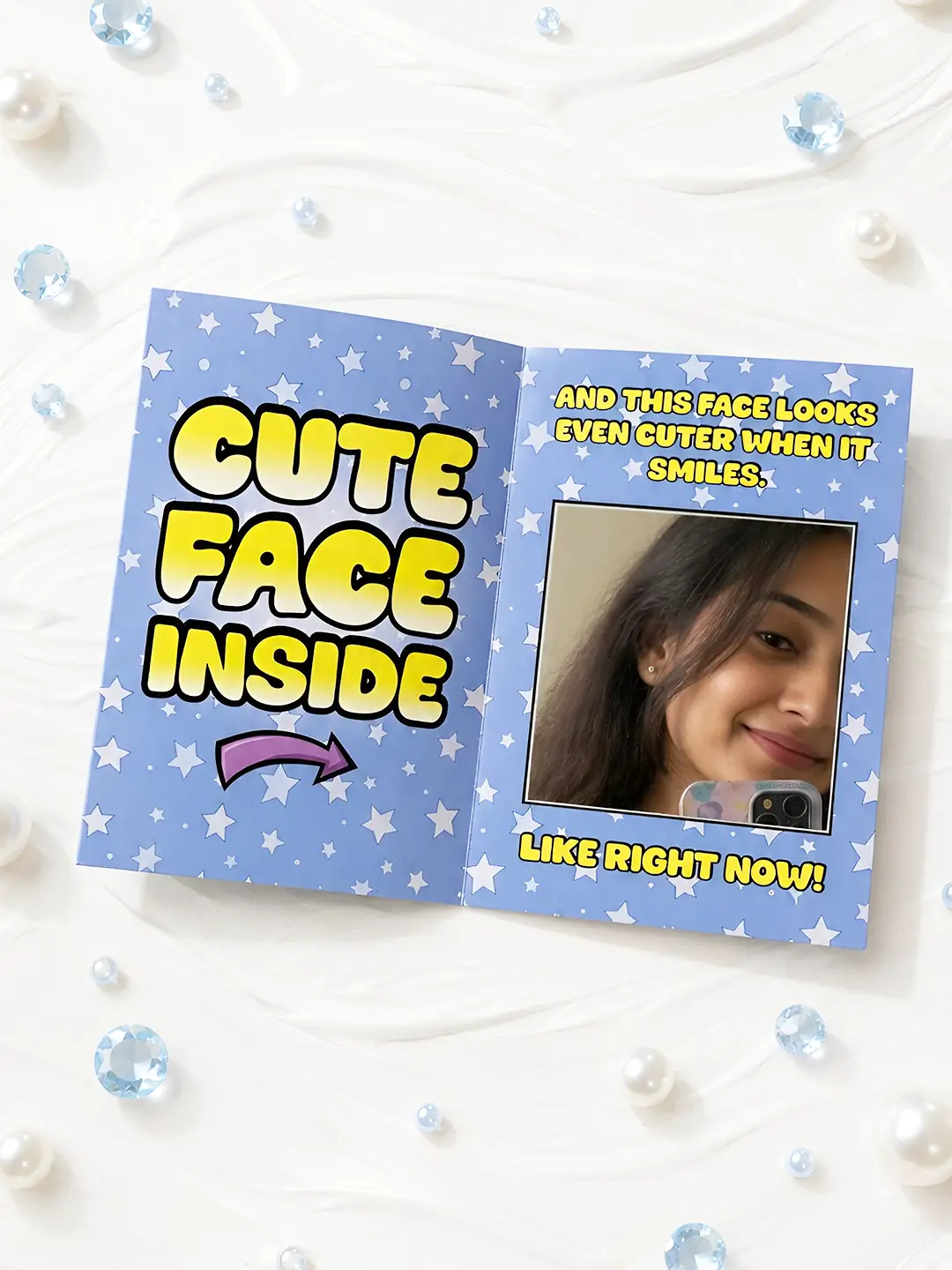 Cute Face Inside Mirror Card – Cute & Funny Greeting Card with Surprise Mirror