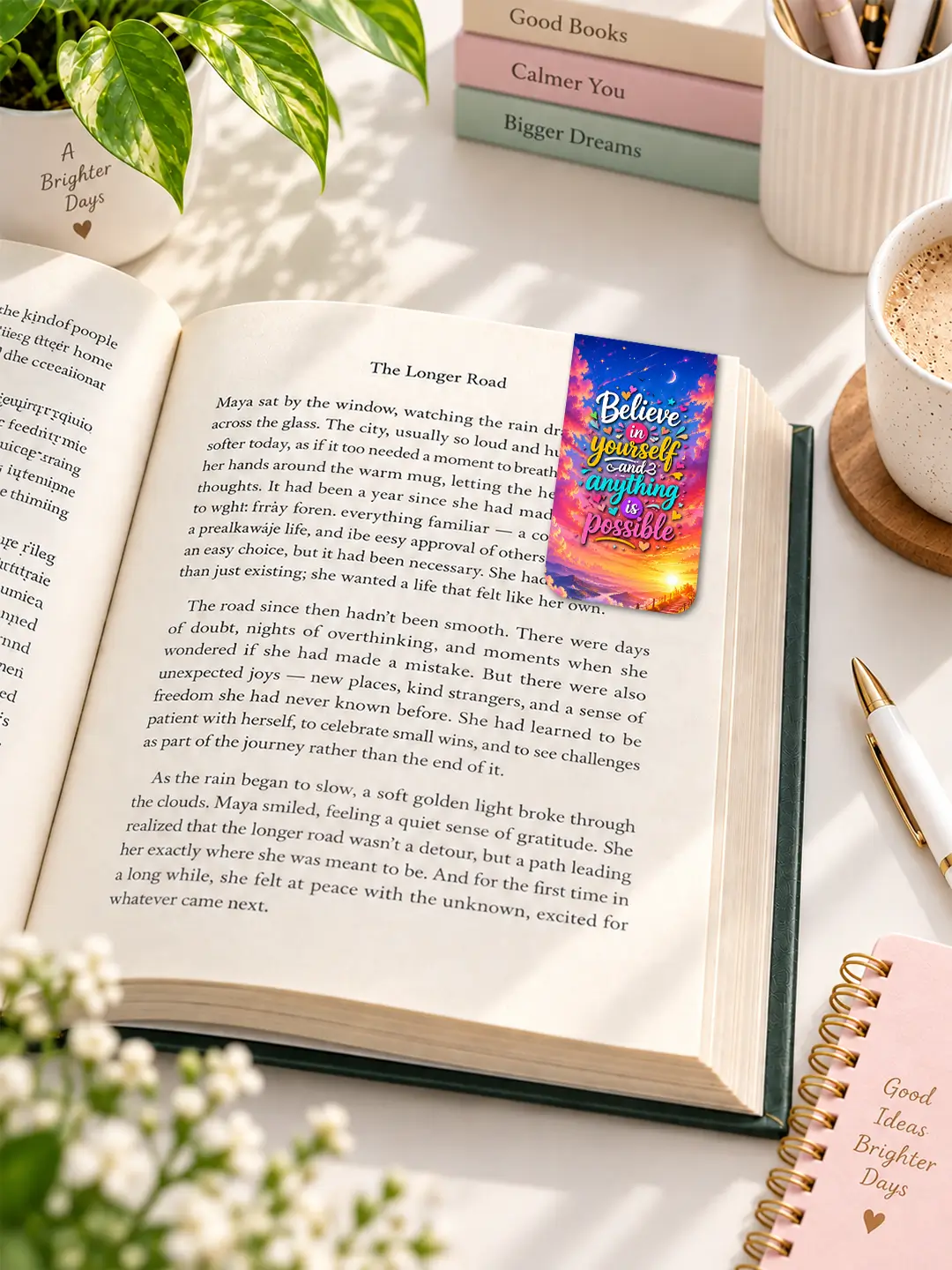 Daily Affirmation Magnetic Bookmark Set of 6 – Inspirational Bookmarks for Book Lovers
