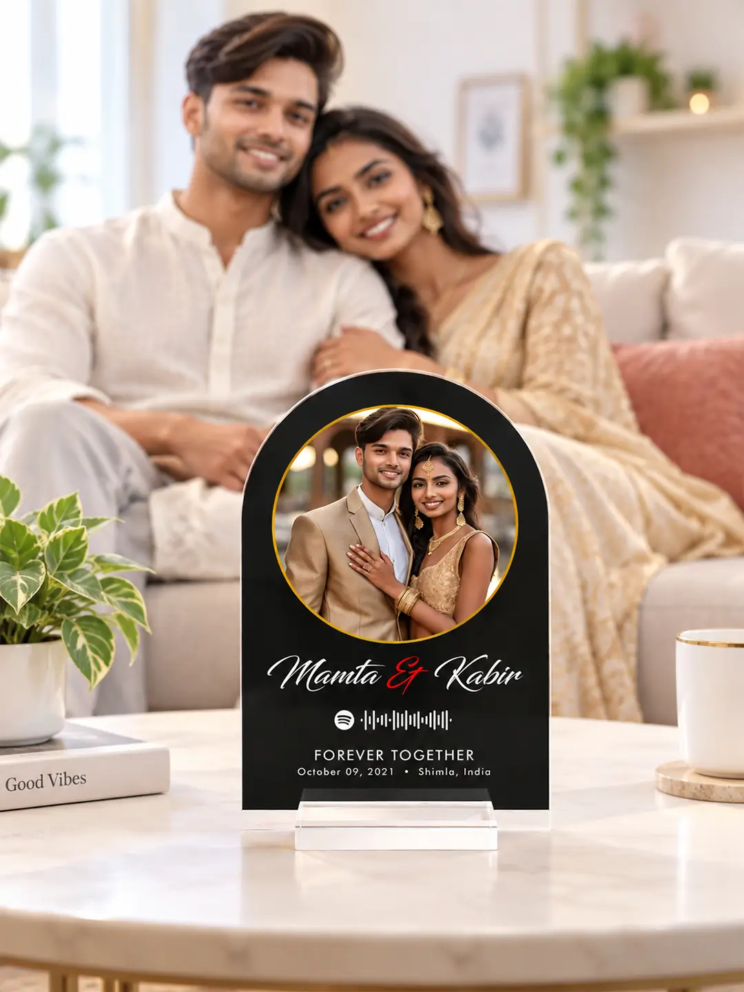 Dark Fantasy Personalized Acrylic Desk Stand – Custom Photo, Name & Spotify Song Gift