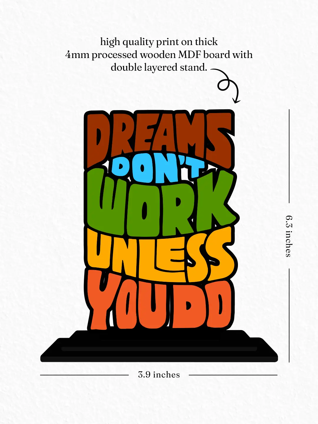 Dreams Don’t Work Unless You Do Motivational Stand – Inspirational Office & Study Decor