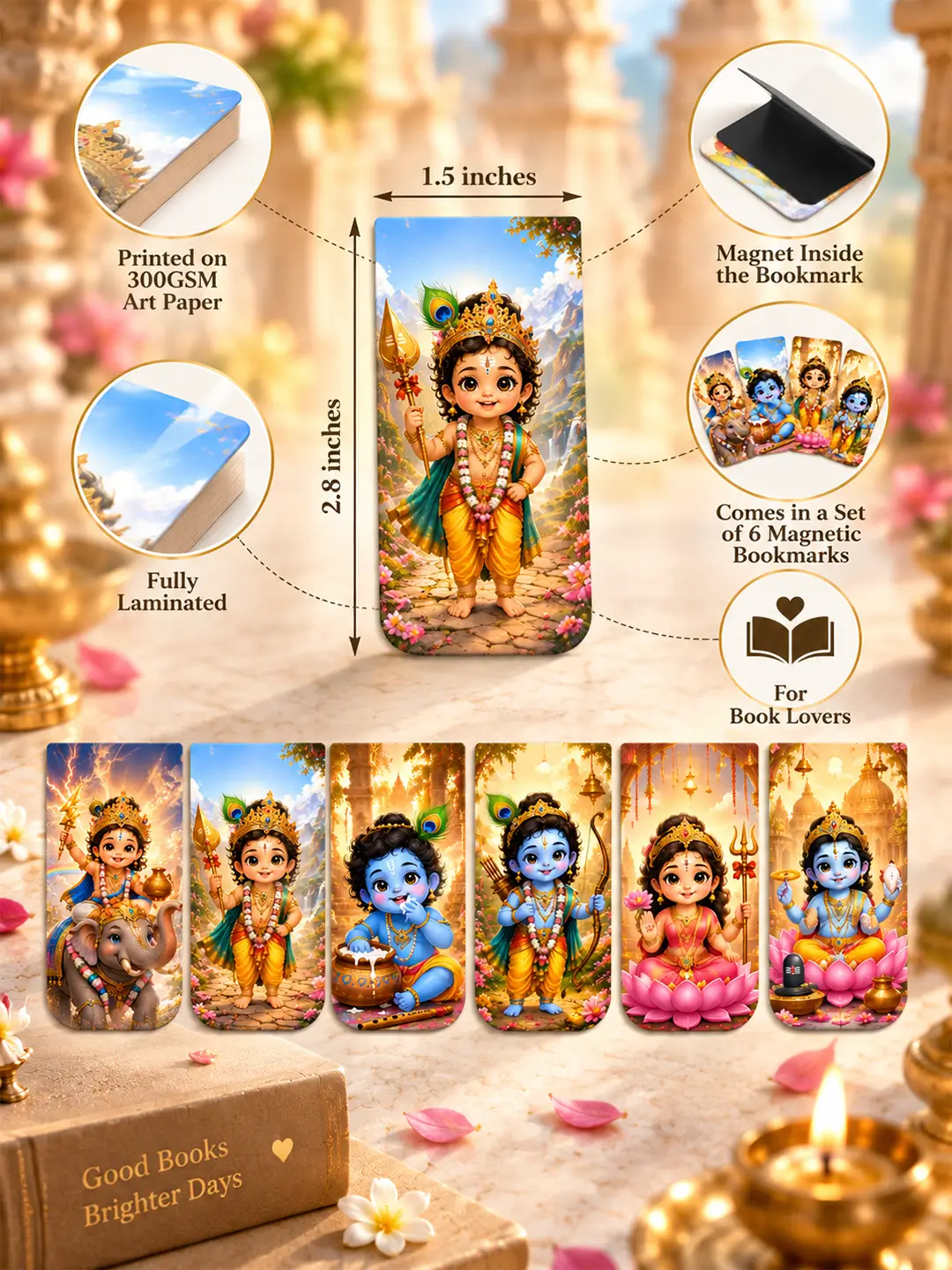 Divine Blessings Magnetic Bookmark – Set of 6 Religious Magnetic Bookmarks for Book Lovers