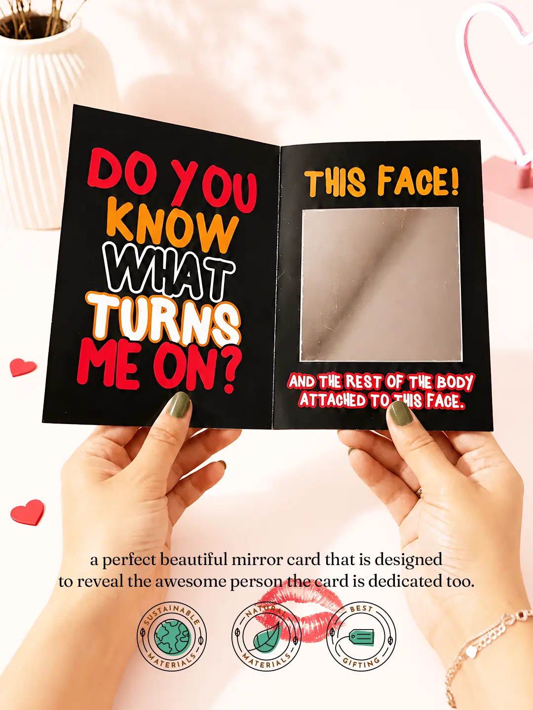Do You Know What Turns Me On Mirror Card – Flirty Romantic Greeting Card with Surprise Mirror