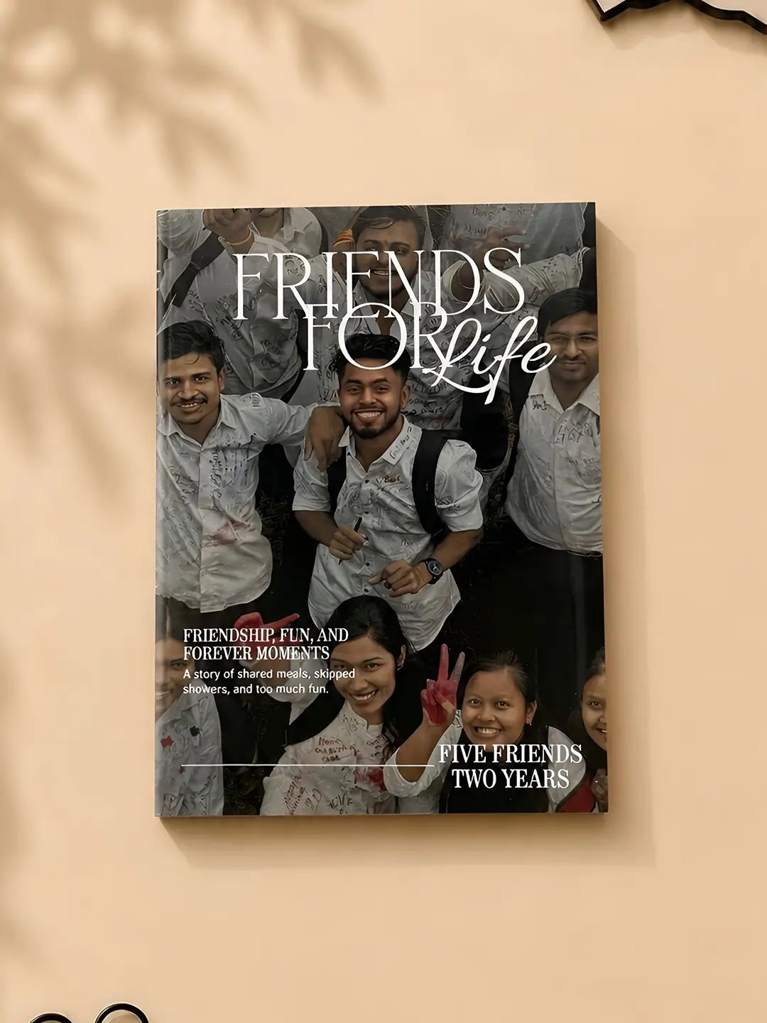 Farewell Magazine with custom friends group photo and friendship memories for a unique goodbye gift
