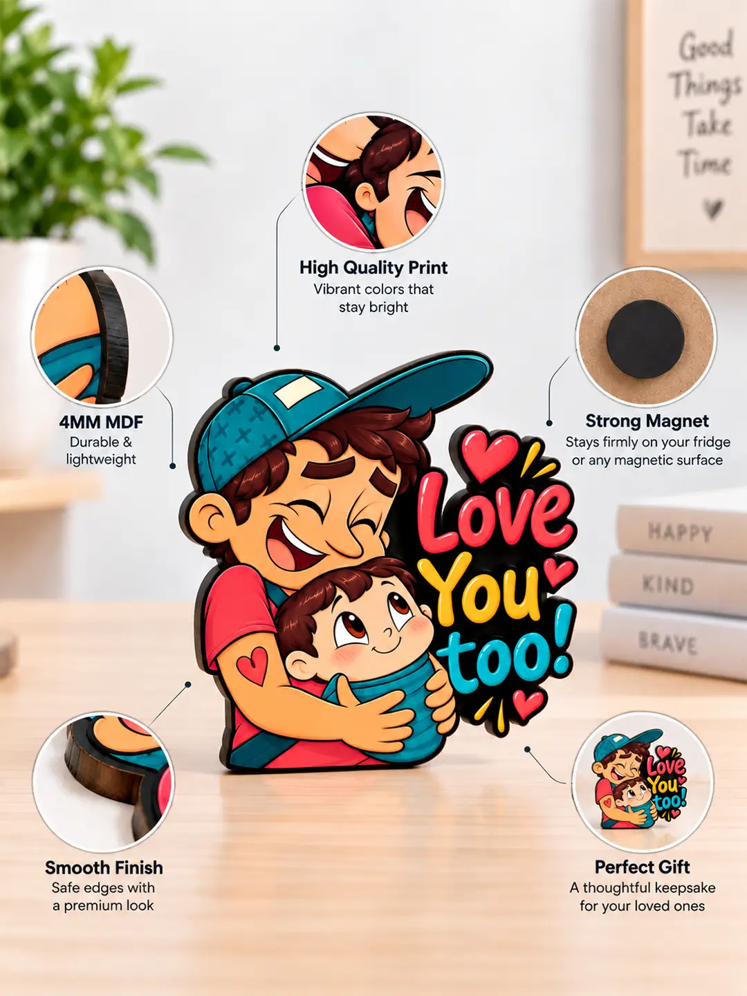 Father Love for Son Fridge Magnet – Heartfelt Father-Son MDF Keepsake Gift