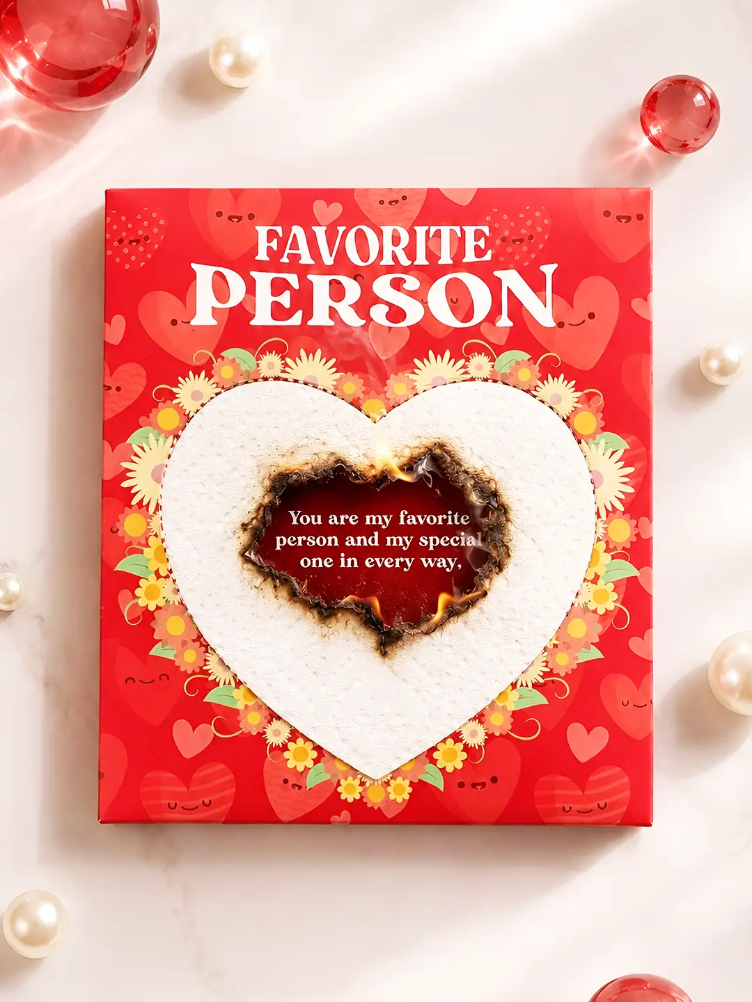 Favorite Person Burnout Fire Card – Unique Love Message Reveal Greeting Card