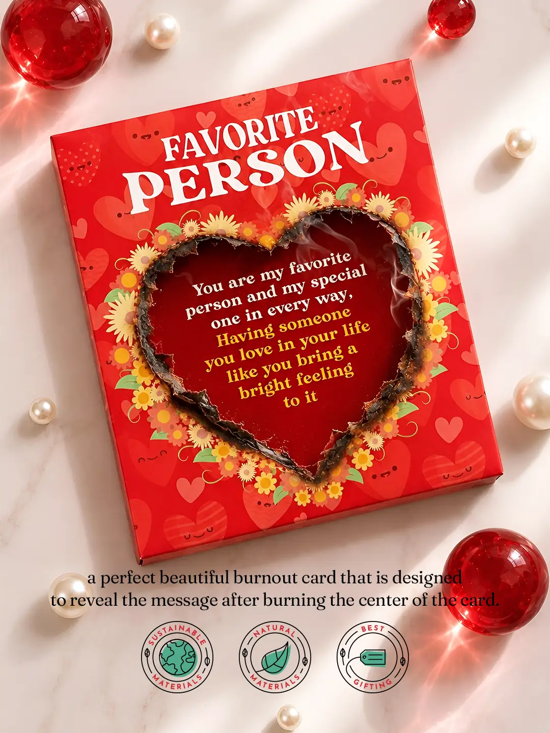 Favorite Person Burnout Fire Card – Unique Love Message Reveal Greeting Card
