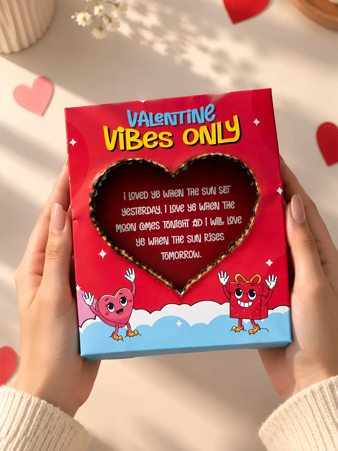 Floating Hearts Burnout Fire Card – Burn to Reveal Hidden Love Message | Unique Valentine’s Day Gift